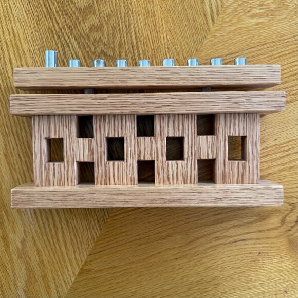 Hanukkah Menorah New Hand Crafted Oak Hardwood Judaica Chanukah Hannukiah - Picture 3 of 9